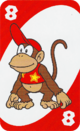 The Red Eight card from the UNO Super Mario deck (featuring Diddy Kong)