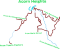 A composite map of all routes leading to Acorn Heights