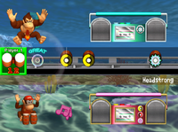 Duet of Donkey Kong and Diddy Kong in the Concert mode of Donkey Konga 2