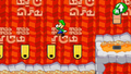 Luigi jumping across a row of Donut Lifts in Mario & Luigi: Superstar Saga.