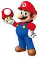 Mario holding a Super Mushroom