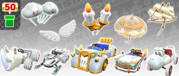 The White Karts and Gliders Pipe from the Doctor Tour in Mario Kart Tour