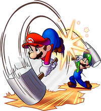 Artwork depicting battle from Mario & Luigi: Brothership