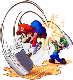 Artwork depicting battle from Mario & Luigi: Brothership