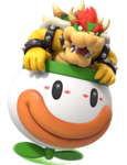 Artwork of Bowser riding his Koopa Clown Car in Mario Party Superstars