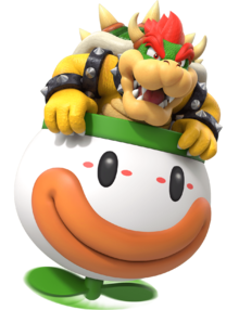 Artwork of Bowser riding his Koopa Clown Car in Mario Party Superstars