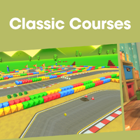 Cover image for the Classic Courses playlist for Mario Kart 8 Deluxe on Nintendo Music.