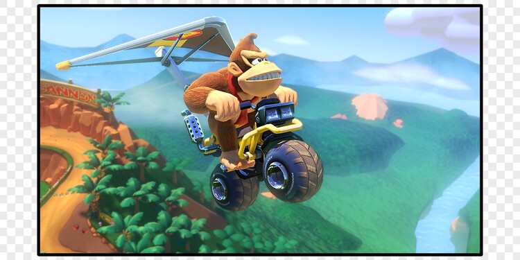 Screenshot of Donkey Kong in Mario Kart 8 Deluxe shown with question 5 of the Mario Kart 8 DLC Character Personality Quiz.