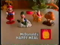 The four tie-in Super Mario Bros. 3 toys included in Happy Meals of August 1990