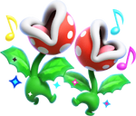 Artwork of Trottin' Piranha Plants singing due to a Wonder Effect