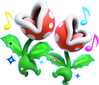 Artwork of Trottin' Piranha Plants singing due to a Wonder Effect