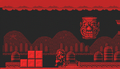 Mario walking near a Thwomp-like object with Wario's face