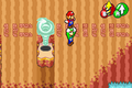 Mario and Luigi Spin Jumping away from a Whirlwind.