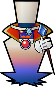 Concept artwork of Count Bleck with his cape remaining closed, from Super Paper Mario