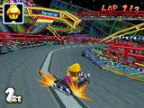 Wario driving to the pinball area