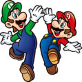 Mario and Luigi high-fiving
