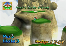 Hole 3 of Peach's Castle Grounds from Mario Golf: Toadstool Tour