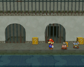 First two ? Blocks in Rogueport Sewers of Paper Mario: The Thousand-Year Door.