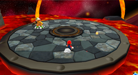 Mario on the Whomp Lava Planet in Bowser's Lava Lair