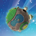 Artwork of the starting planet from Super Mario Galaxy