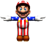 Mario wearing an outfit from Super Mario Odyssey