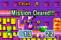 The "Mission Cleared!!!" screen for the coin catching Bonus Mission!