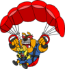 Artwork of Dribble and Spitz parasailing from WarioWare: Move It!