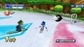 Luigi and Metal Sonic competing in Dream Ski Cross