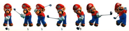 A piece by piece shot of Mario's swing