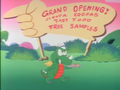The sign leading to King Scoopa Koopa's free samples.