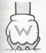 Artwork of a mechanical fist from Super Mario Land 2 - 6 Golden Coins