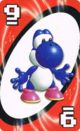 The Red Nine card from the Nintendo UNO deck (featuring a Blue Yoshi)