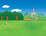 2D promotional artwork of the Mushroom Kingdom