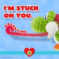 Valentine's Day card featuring Yarn Yoshi, based on Yoshi's Woolly World