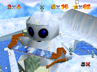 Screenshot of Snowman's Land from Super Mario 64.