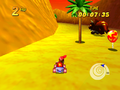 Diddy racing against Tricky in Diddy Kong Racing