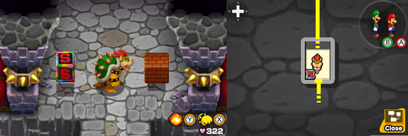 Tenth block in Bowser's Castle of Mario & Luigi: Bowser's Inside Story + Bowser Jr.'s Journey.