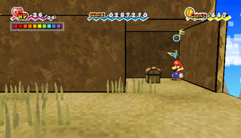 First treasure chest in Downtown of Crag of Super Paper Mario.