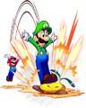 Luigi stomping a Seedle