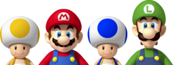 The four playable characters in New Super Mario Bros. U