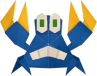 An origami (Blue) Sidestepper from Paper Mario: The Origami King.