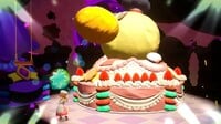 Patissiere Peach after she successfully bakes her triple-layer character cake in the The Dark Baker & the Bewitching Sweets stage in Princess Peach: Showtime!