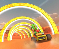 Thumbnail of the Shy Guy Cup challenge from the 2019 Halloween Tour; a Ring Race challenge set on N64 Kalimari Desert (reused as the Birdo Cup's bonus challenge in the Snow Tour)