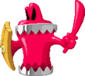 Chuckolator's battle sprite, with the shield on its right arm