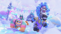 A zebra running alongside Donkey Kong and Pauline