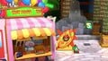Mario and Yoshi Kid posing at the Hot Dog cut-out