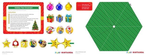 Printable sheet for a Mario-themed holiday tree ornament