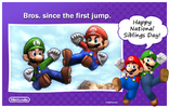 National Sibling Day E-card featuring Mario and Luigi in Super Smash Bros. for Nintendo 3DS