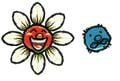 Artwork of the Smile Meter with all its petals (left) and without any petals (right)