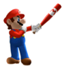 A sticker of Mario in the game Super Smash Bros. Brawl.